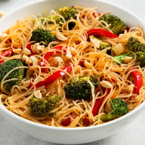 Vegan GF Zesty Rice Noodles with Veggies