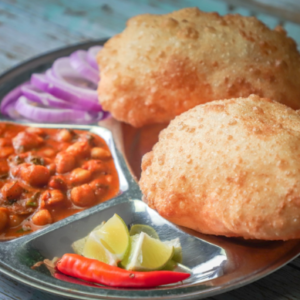 Vegan Chole Bhature with Pickled Onion Achaar